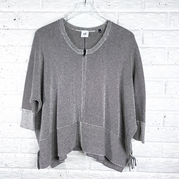 CABI #3526 Cupid’s Cardi Black & White Short Sleeve Sweater - Picture 2 of 8